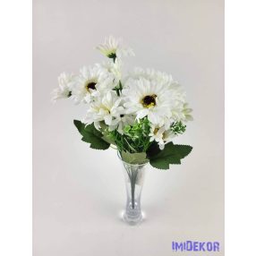 Margaréta 6 ágú selyem csokor 34 cm - Fehér