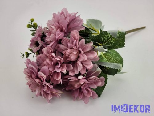 Dália 10 fejes selyemvirág csokor 45 cm - Mályva