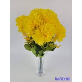 Krizantém 9 ágú selyem csokor 36cm - Sárga