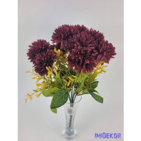 Krizantém 9 ágú selyem csokor 36cm - Bordó