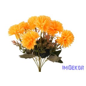 Krizantém 9 ágú selyem csokor 36cm - Napsárga