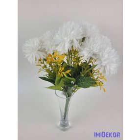 Krizantém 9 ágú selyem csokor 36cm - Fehér