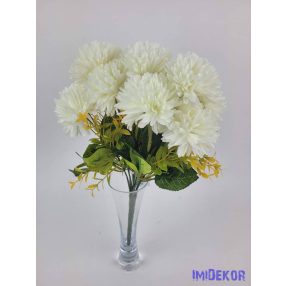 Krizantém 9 ágú selyem csokor 36cm - Krém