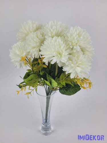Krizantém 9 ágú selyem csokor 36cm - Krém