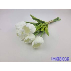Nyíló gumi tulipán 7 szálas köteg 33cm - Fehér