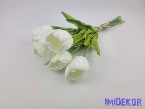 Nyíló gumi tulipán 7 szálas köteg 33cm - Fehér