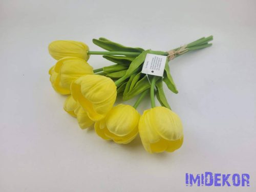 Nyíló gumi tulipán 7 szálas köteg 33cm - Sárga