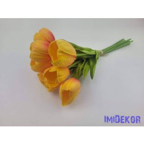 Nyíló gumi tulipán 7 szálas köteg 33cm - Narancsos