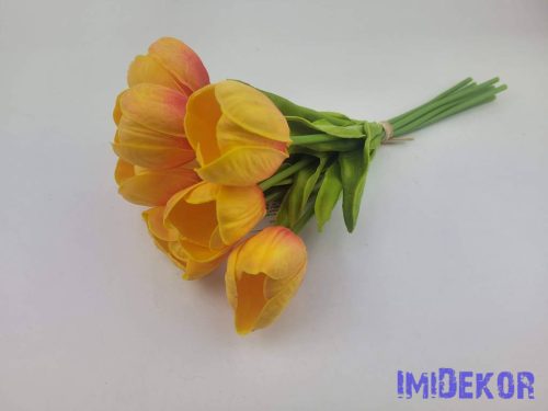 Nyíló gumi tulipán 7 szálas köteg 33cm - Narancsos