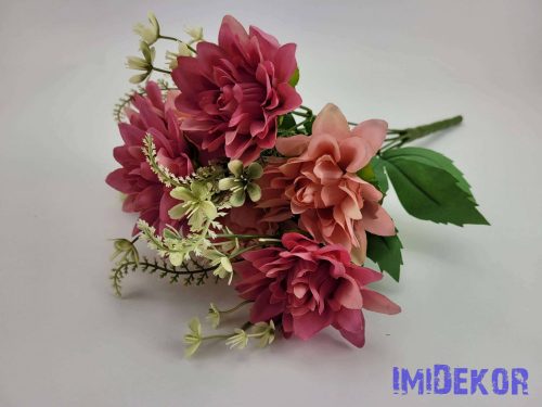 Dália 7 fejes selyemvirág csokor 40 cm - Rózsaszínes Mix