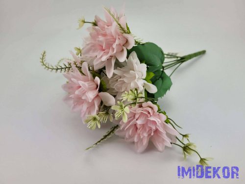 Dália 7 fejes selyemvirág csokor 40 cm - Babarózsaszín