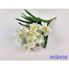 Nárcisz 12 ágú selyemvirág csokor 48 cm - Fehér