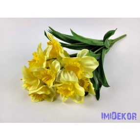   Nárcisz 12 ágú selyemvirág csokor 48 cm - Halvány Sárga
