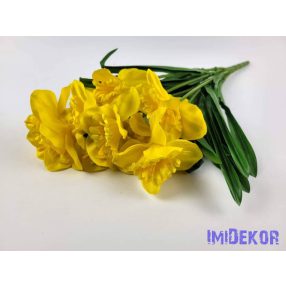 Nárcisz 12 ágú selyemvirág csokor 48 cm - Sárga