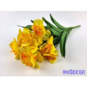 Nárcisz 12 ágú selyemvirág csokor 48 cm - Sárga-Narancs
