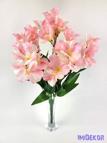 Asztromélia 7 ágú selyem csokor 48 cm - Halvány Rózsaszín