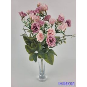   Rózsa mini 20 fejes 5 ágú selyem csokor 34 cm - Mályvás Rózsaszín