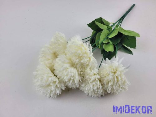 Krizantém 7 ágú selyemvirág csokor D8,5cm M41cm - Krém