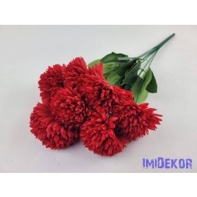   Krizantém 7 ágú selyemvirág csokor D8,5cm M41cm - Világos Bordó