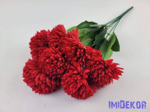 Krizantém 7 ágú selyemvirág csokor D8,5cm M41cm - Világos Bordó