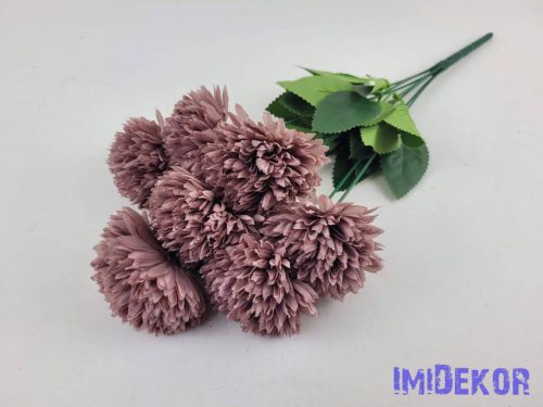Krizantém 7 ágú selyemvirág csokor D8,5cm M41cm - Mályva