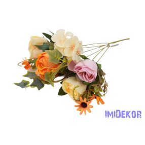 Peónia + hortenzia 6 ágú selyemvirág csokor 31cm - Mix