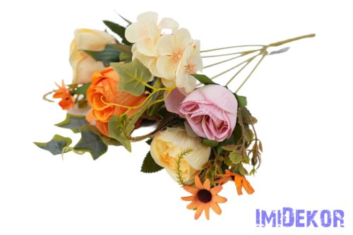 Peónia + hortenzia 6 ágú selyemvirág csokor 31cm - Mix