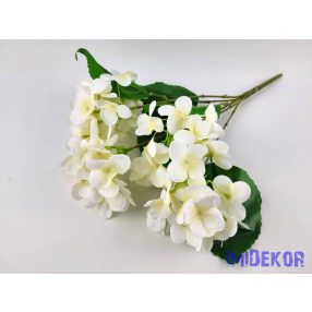 Hortenzia 5 ágú gumis csokor 46 cm - Törtfehér