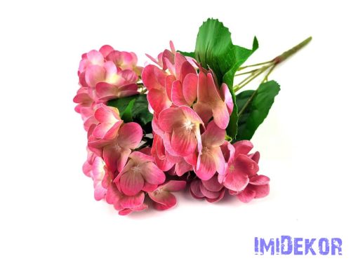 Hortenzia 5 ágú gumis csokor 46 cm - Rózsaszín Átmenetes