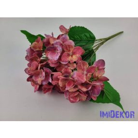 Hortenzia 5 ágú gumis csokor 46 cm - Mályva Cirmos