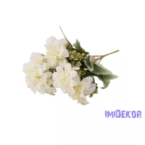 Dália 7 ágú selyemvirág csokor 37 cm - Fehér