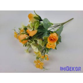 Bimbós rózsa 5 ágú csokor 32 cm - Halvány Narancs