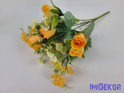 Bimbós rózsa 5 ágú csokor 32 cm - Halvány Narancs