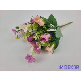 Bimbós rózsa 5 ágú csokor 32 cm - Lilás Rózsaszín