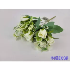 Bimbós rózsa 5 ágú csokor 32 cm - Krém