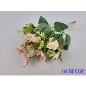 Bimbós rózsa 5 ágú csokor 32 cm - Halvány Rózsaszínes