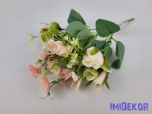 Bimbós rózsa 5 ágú csokor 32 cm - Halvány Rózsaszínes