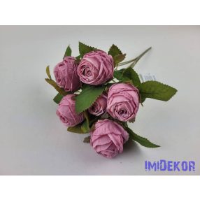   Szárazhatású gömbölyded 6 ágú rózsa csokor 30cm - Fáradt Rózsaszín