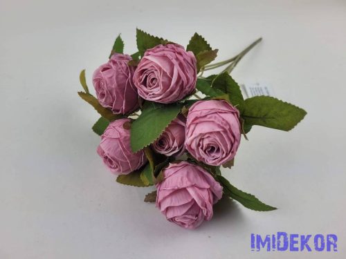 Szárazhatású gömbölyded 6 ágú rózsa csokor 30cm - Fáradt Rózsaszín