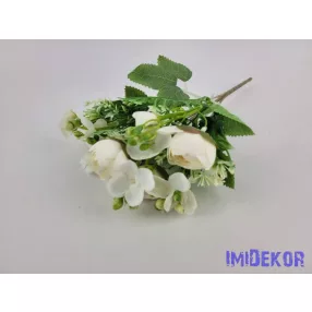 Boglárka 5 ágú selyem csokor 29 cm - Törtfehér