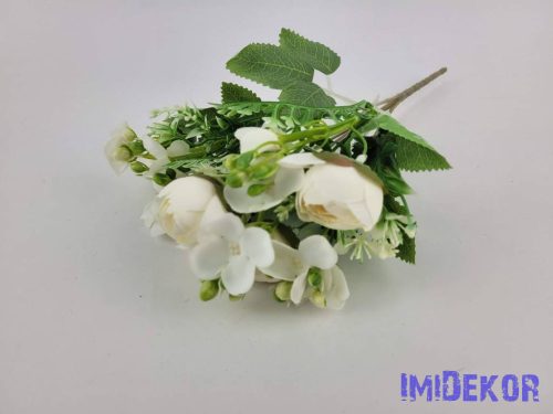 Boglárka 5 ágú selyem csokor 29 cm - Törtfehér