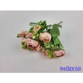 Boglárka 5 ágú selyem csokor 29 cm - Korall