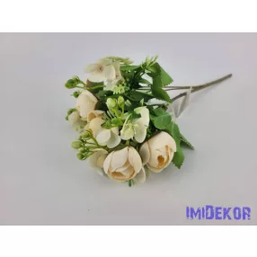 Boglárka 5 ágú selyem csokor 29 cm - Krémes