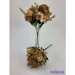 Krizantém hortenzia 5v selyem csokor 28cm - Őszies
