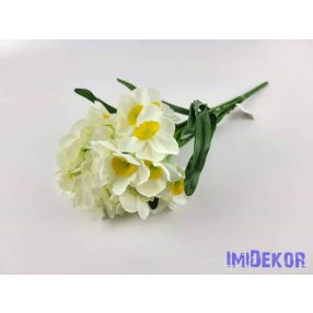 Nárcisz 7 ágú selyem csokor 43 cm - Fehér