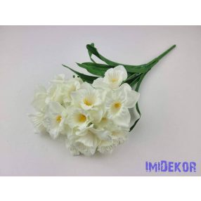 Nárcisz 7 ágú selyem csokor 42cm - Fehér