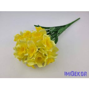 Nárcisz 7 ágú selyem csokor 42cm - Halvány Sárga