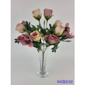   Bimbós rózsa 5 ágú csokor kis virágokkal 30 cm - Mályvás Barack