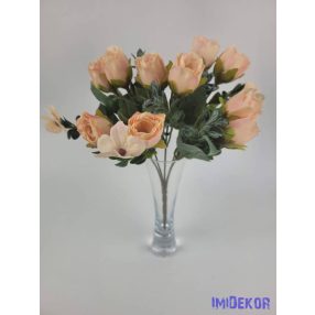 Bimbós rózsa 5 ágú csokor kis virágokkal 30 cm - Barack