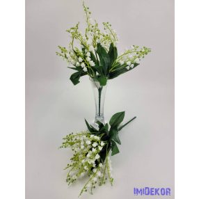 Gyöngyvirág 7 ágú selyemvirág díszítő csokor 35 cm